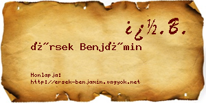 Érsek Benjámin névjegykártya